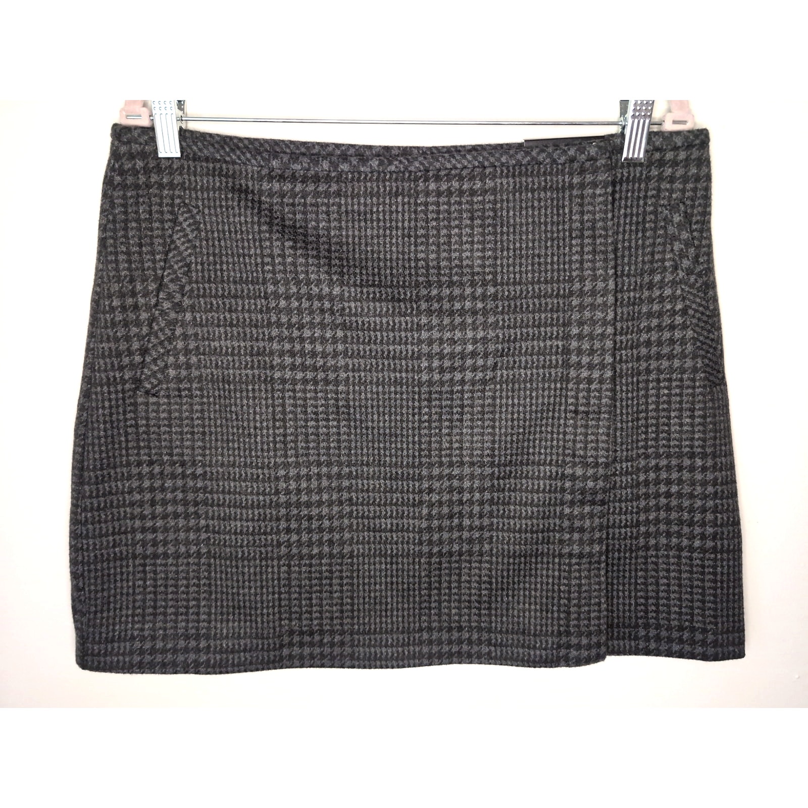 Nwt Banana Republic Plaid Wrap Mini Skirt Size 10 Gray Work Preppy